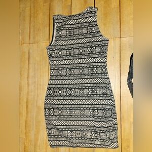 Black and Ran Patterned Women's Dress